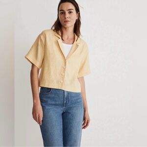Madewell linen resort shirt in light straw
